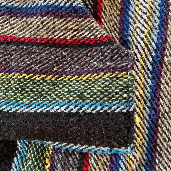 MOLINA Vintage Mexican Baja Blanket Drug Rug Hoodie Grey Green Surfer Poncho M - Picture 6 of 11